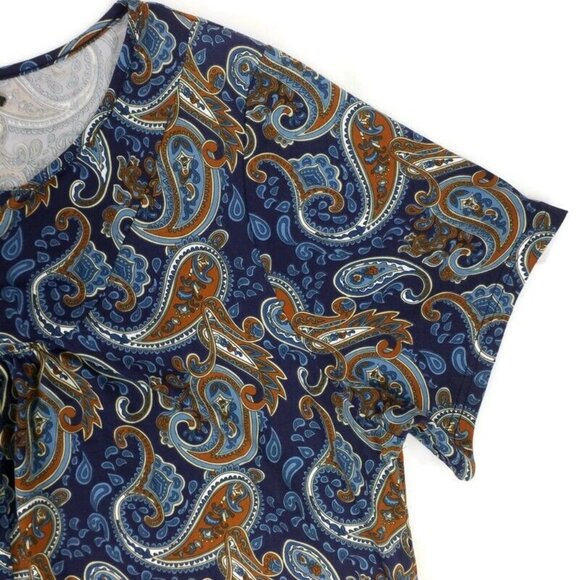 A. Jesdani Blue Brown Paisley Print Short Sleeve Henley Style Knit Top Womens 4X - Picture 5 of 14